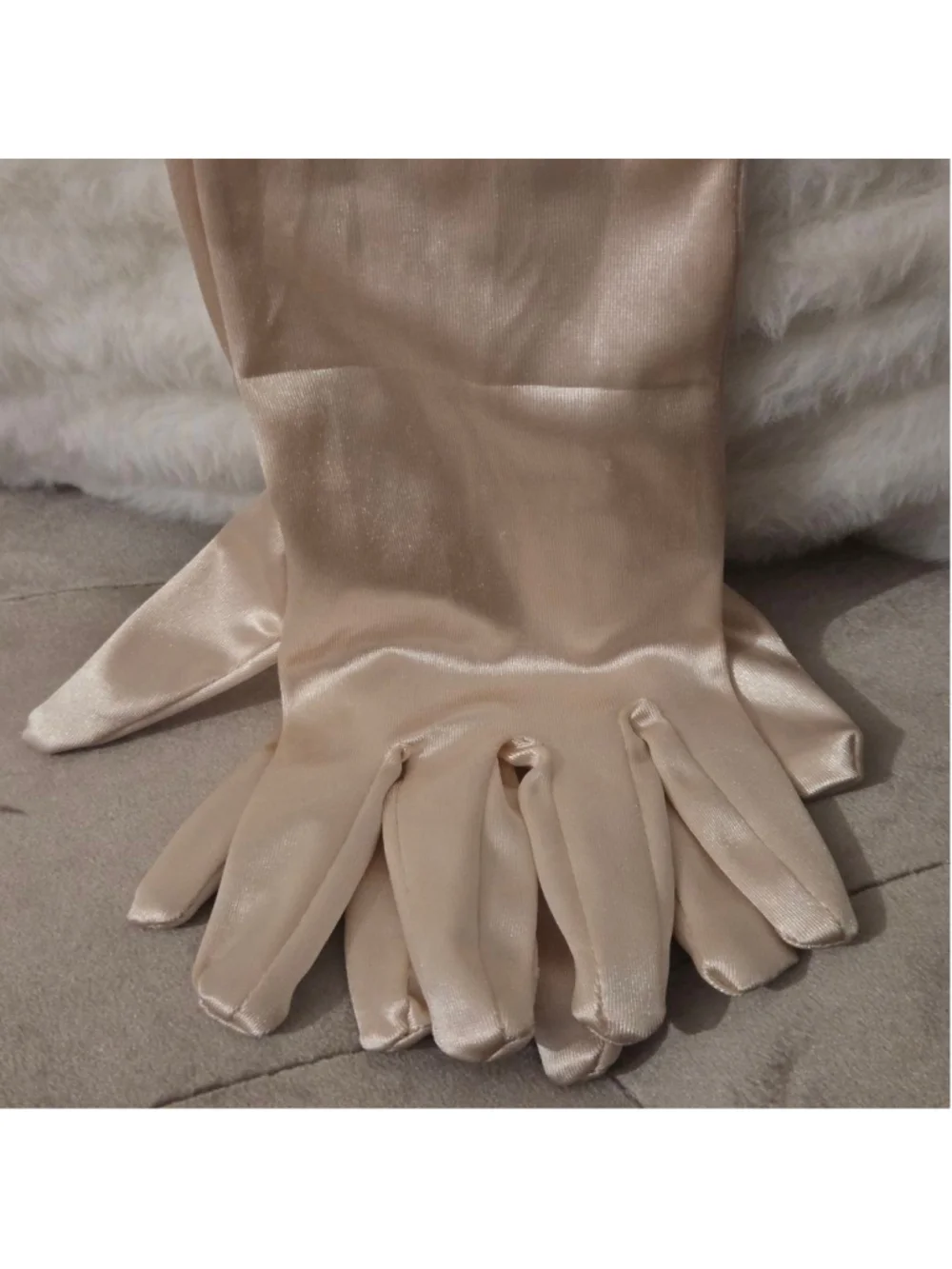 Women's Unbranded champagne Satin Opera Gloves One Size
